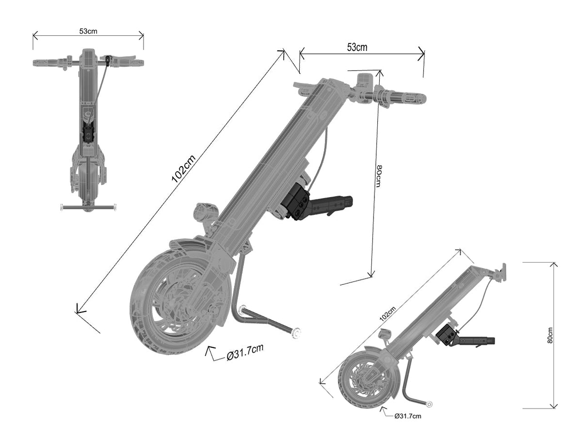 12" Handcycle Dimensions