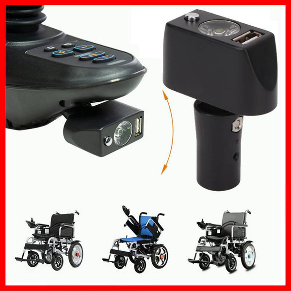 Power2Go Smartphone USB Charger and LED Light for Electric Wheelchair - With coil retractable cord - Inclusive Inc