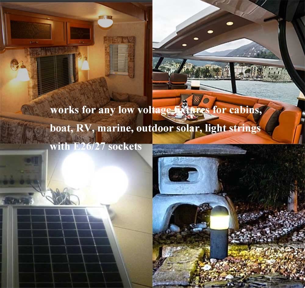 48v DC-Direct 4 Pack LED Bulbs - 10v to 60v for 12v / 24v / 36v / 48v Systems - Inclusive Inc