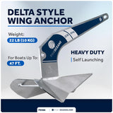 Five Oceans 22lb Delta Style Wing Galvanized Boat Anchor - Inclusive Inc