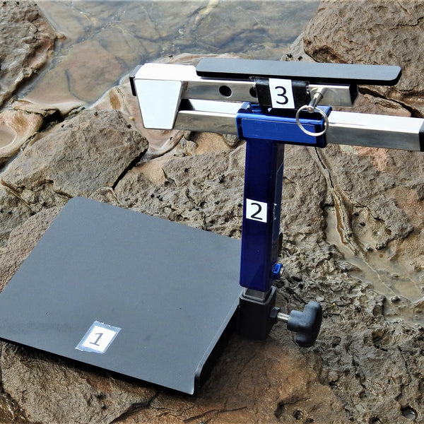 Hands-on Adjustable, Hinged Fish Fighting Rod Holder for Wheelchair Seat -  assembled on rocks