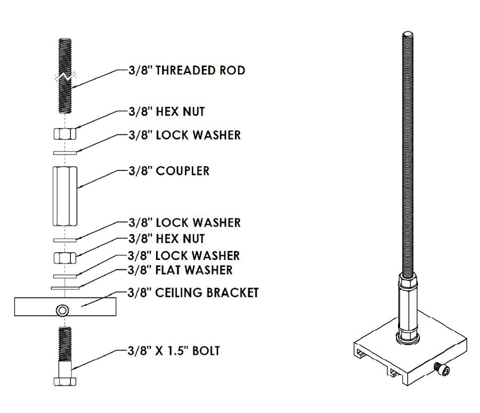 360704 Homecare Hardware Kit Exploded - 1 for every 2' of track mount track parallel to trusses