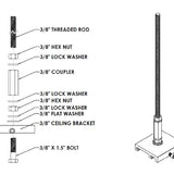 360704 Homecare Hardware Kit Exploded - 1 for every 2' of track mount track parallel to trusses