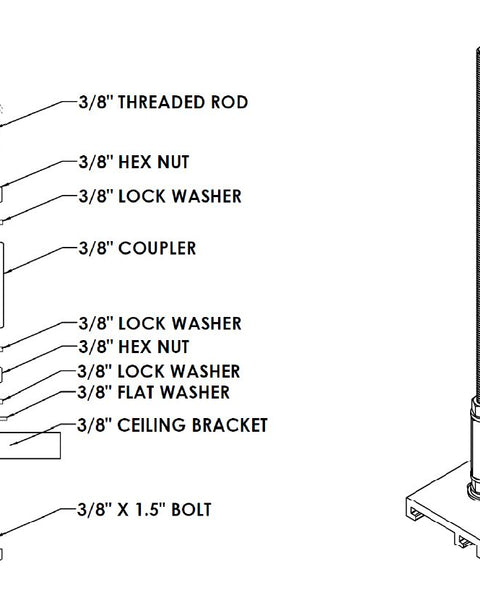 360704 Homecare Hardware Kit Exploded - 1 for every 2' of track mount track parallel to trusses
