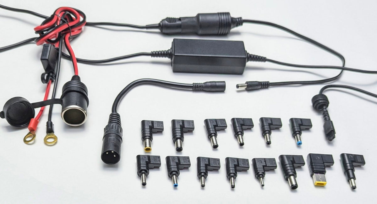 Power2Go v2 Charge any Laptop, Tablet, Tobii, or Augmentative Communication Device from Wheelchair 3-pin Socket or Batteries - 19v 5.2a 100w - Inclusive Inc