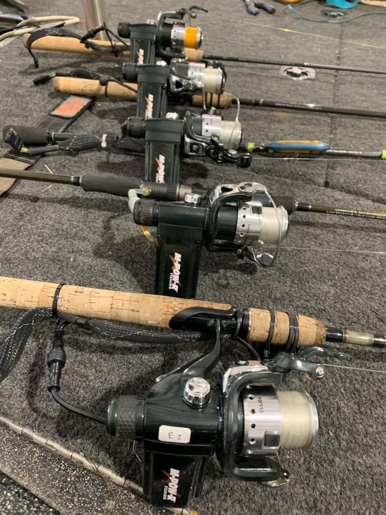 One-Handed Fishing Bundle - Electric Variable-Speed Fishing Reel, Controls, Li-Battery, Graphite Rod, & Tackle - Inclusive Inc