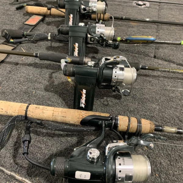 One-Handed Fishing Bundle - Electric Variable-Speed Fishing Reel, Controls, Li-Battery, Graphite Rod, & Tackle - Inclusive Inc