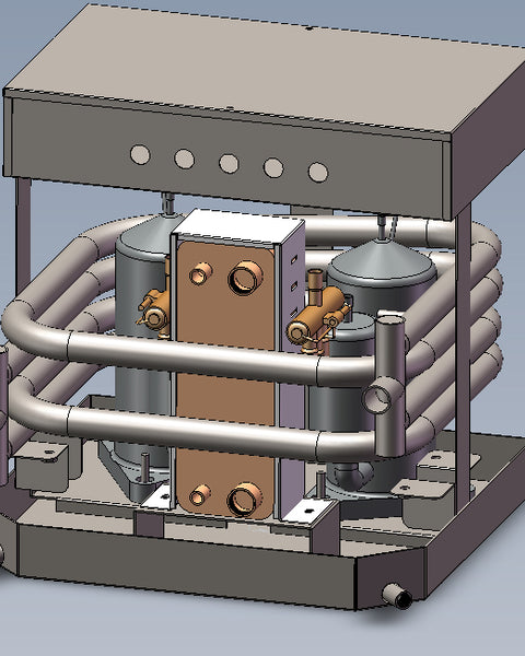 4I Marine 48v / 24v DC Water Chiller - Water-to-Water Titanium Heat Exchanger for Boats, Yachts, Waterfront, Island, or Solar Geothermal Homes - Inclusive Inc