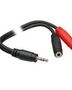 Y Splitter 6" Adapter Wire - 1M2F - One 3.5 mm TRS stereo male plug to two 3.5 mm TSF mono female jacks