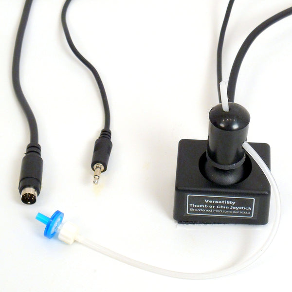 Versatility Thumb, Mouth, Chin, or Finger Mini OEM-Style Joystick with Integrated Sip-n-Puff Tubing plus Joy Button - Broadened Horizons Direct