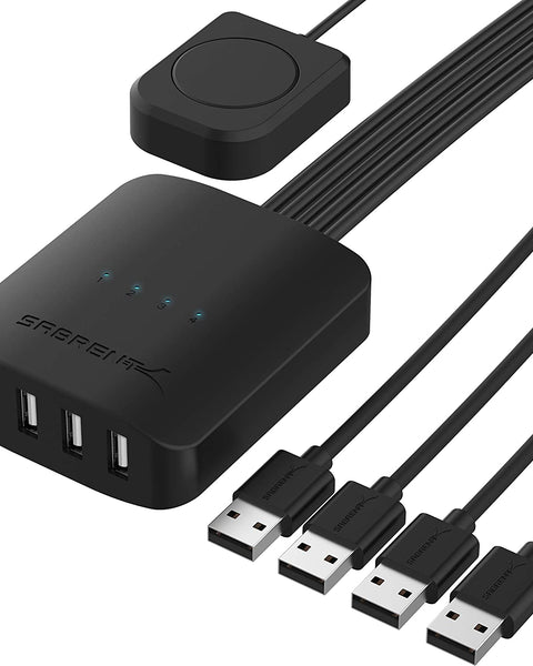 4 Device USB Switcher with remote Button - Inclusive Inc