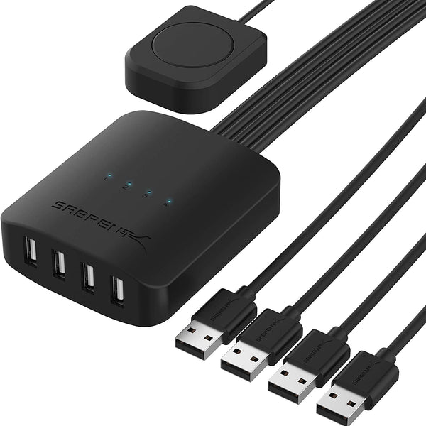 4 Device USB Switcher with remote Button - Inclusive Inc