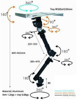 Robo Arm Mount Kit for Wheelchair or Bed - Broadened Horizons Direct