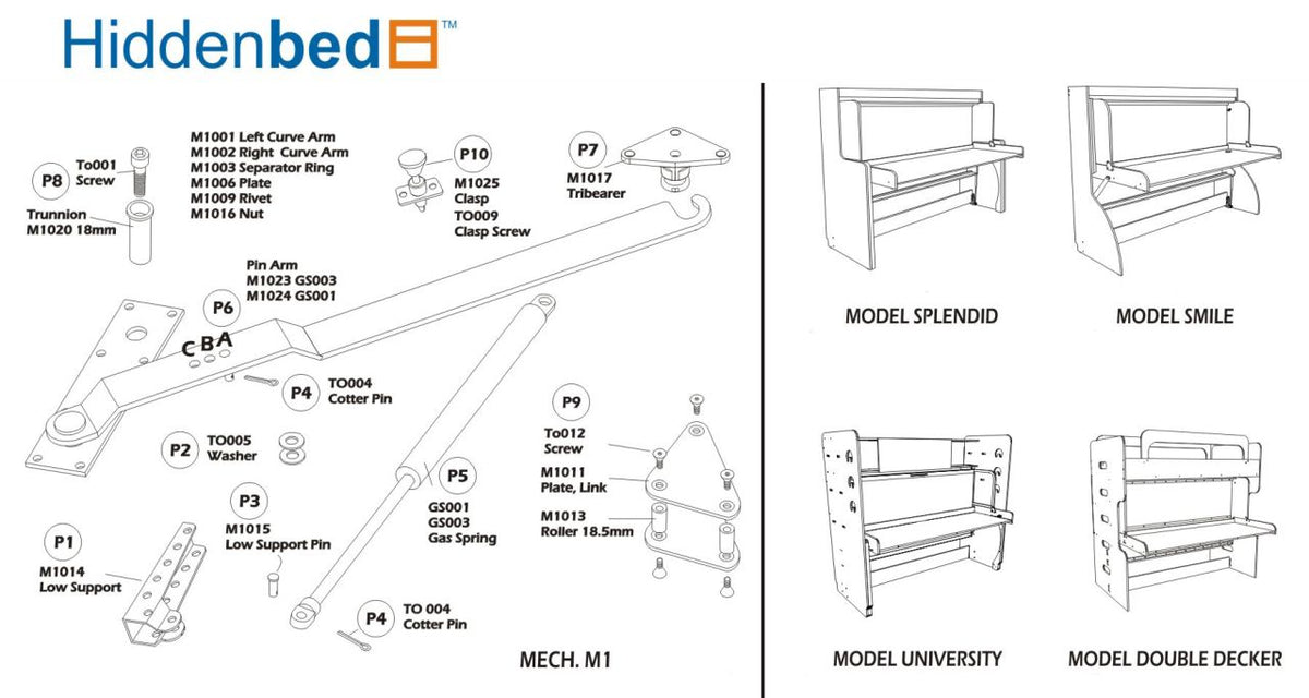 DIY Slim Twin (Single) Do-It-Yourself Mechanism, Plans Drawings, & Assembly Instructions - Broadened Horizons Direct