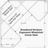 Maverick Corner Wheelchair Desk  dimensional drawing