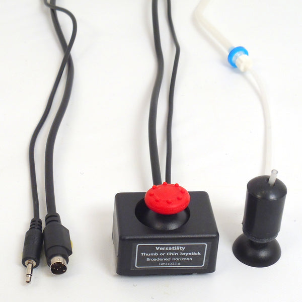 Versatility Thumb, Mouth, Chin, or Finger Mini OEM-Style Joystick with Integrated Sip-n-Puff Tubing plus Joy Button 