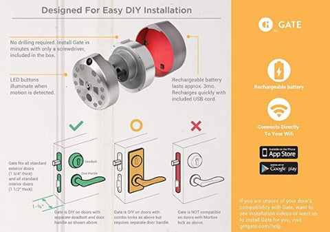Gate Labs Camera Smart Lock Satin Nickel - New in Box - Broadened Horizons Direct