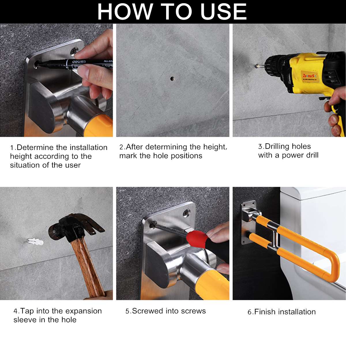 Asideros plegables para inodoro - Acero inoxidable