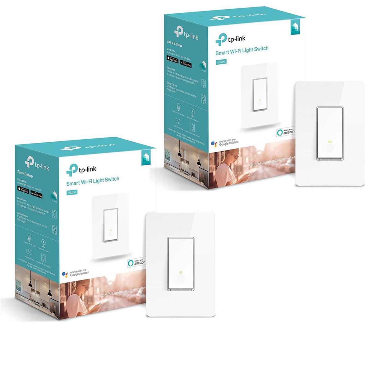 2 Pack TP-Link Smart Wi-Fi Light Switch Funciona com Alexa e Google Home (HS200)